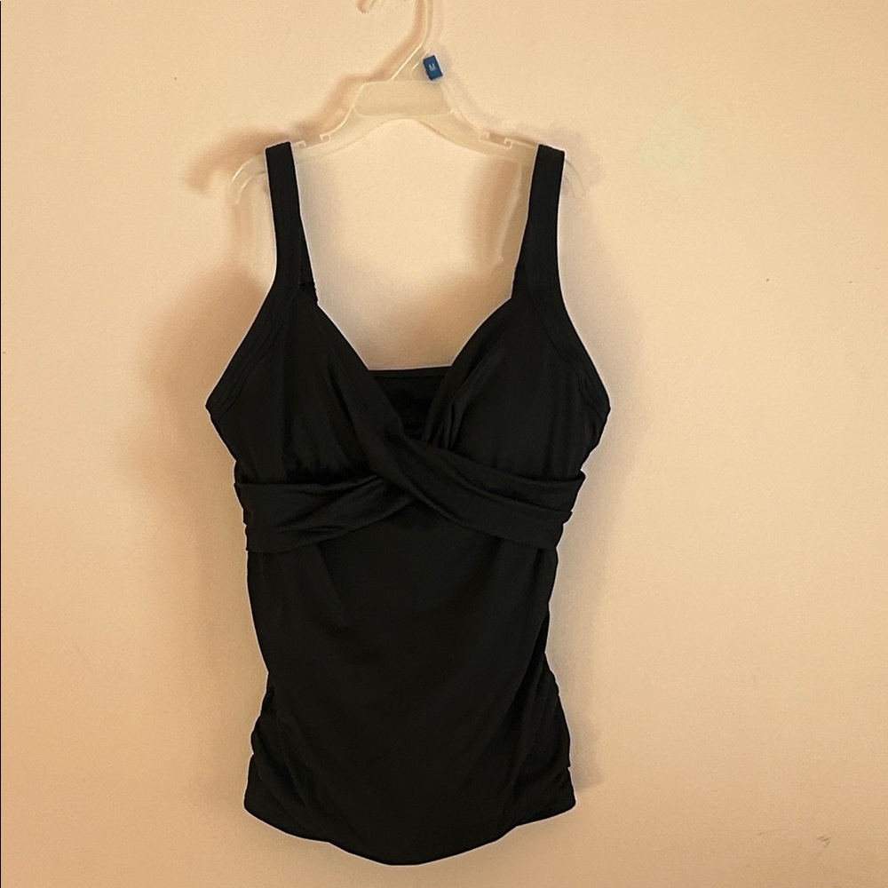 Lands’ End Black Tankini Swim Top Size 6 Crossbody